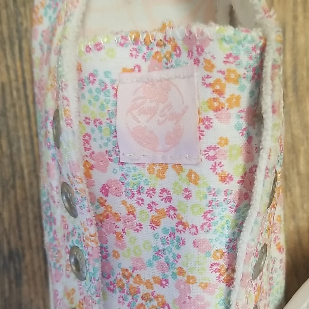 Roxy Pink and White Floral Sneakers Size 6 Cottage core - Picture 4 of 7